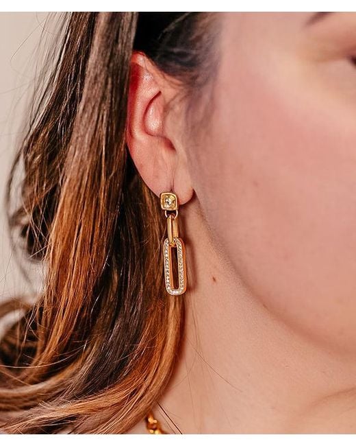 Loni Paul Jewelry Metallic Pave Chain Post Earrings