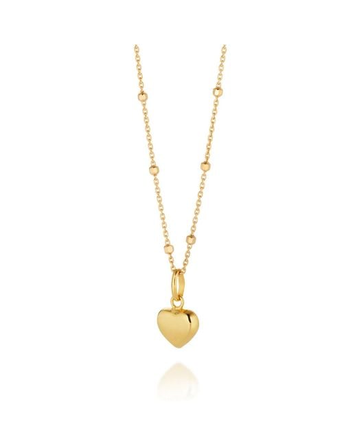 Nellou Jewellery Metallic Heart Charm Necklace Plated Sterling