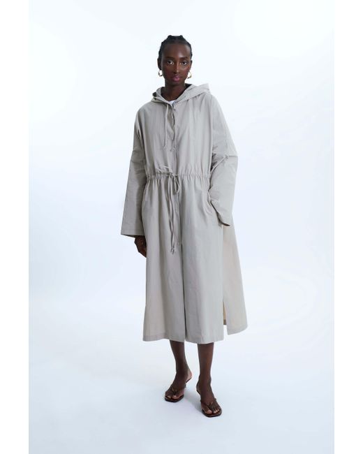 James Lakeland Gray Neutrals Oversized Long Raincoat