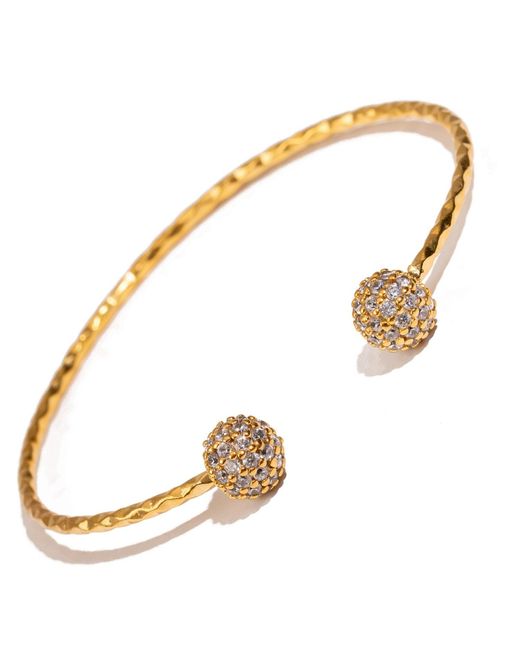 Ebru Jewelry Metallic Diamond Grace Adjustable Cuff Bracelet