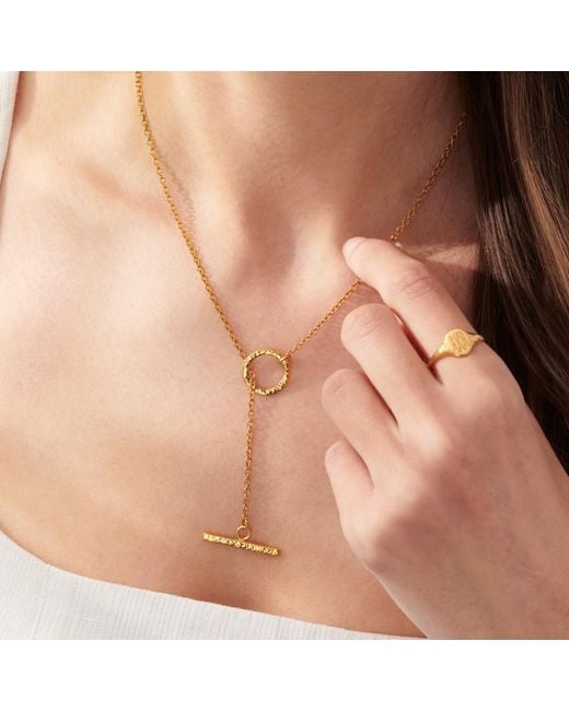 Posh Totty Designs Metallic Plated T-Bar Lariat Necklace
