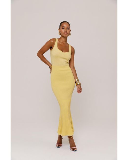 Andreeva Yellow Butter Metallic Knit Dress