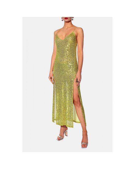 AGGI by HALEWSKI Green Eliza Lemon Sparkle Midi Sequin Sleeveless Dress