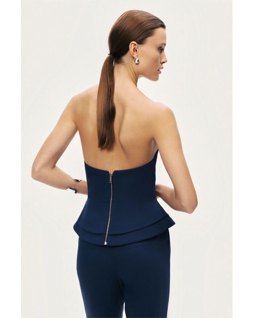 Nocturne Blue Strapless Sculpted Bustier Top