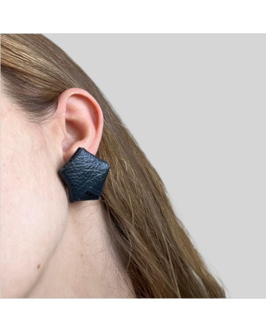 London Atelier Byproduct White Origami Nappa Leather Stud Earrings