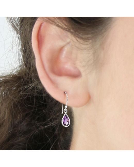The Jewellery Store London Purple Faceted Amethyst Teardrop Dangle Earrings