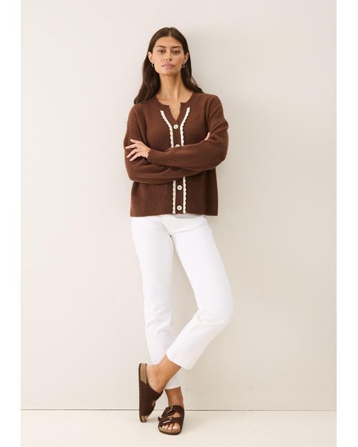 Loop Cashmere Brown Shell Edge Cardigan