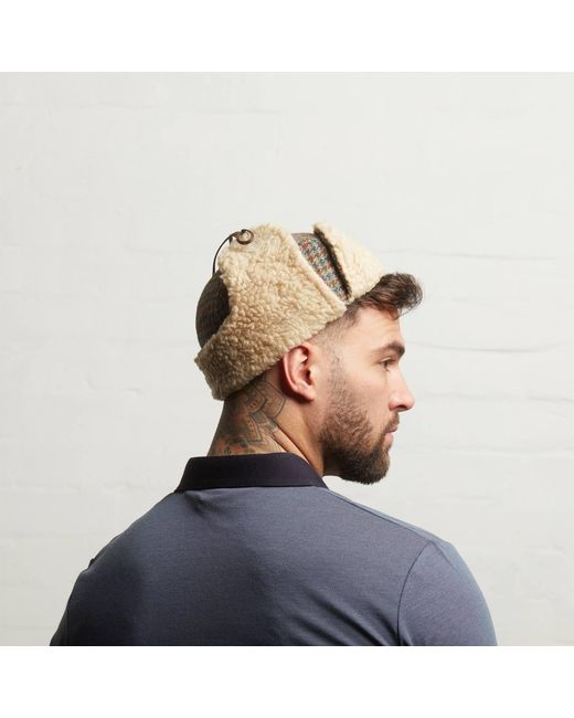 Dasmarca Hats Natural Mylo Italian Tweed Wool Trapper Hat With Earflaps Heather for men