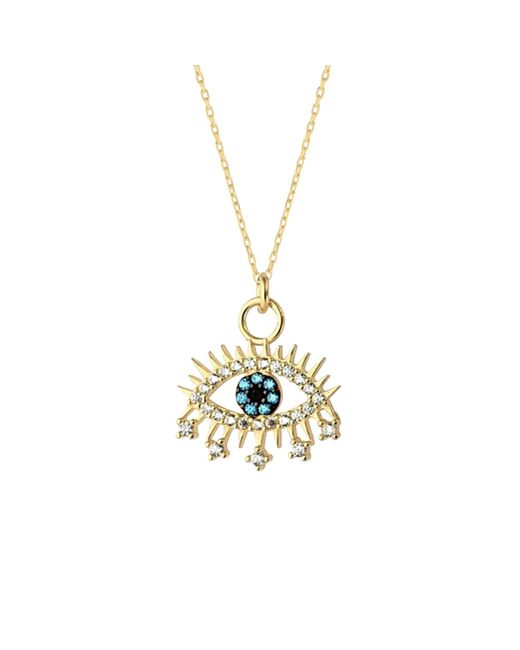 Spero London Natural Evil Eye Earring Eye Sterling Pendant Eyelash Necklace