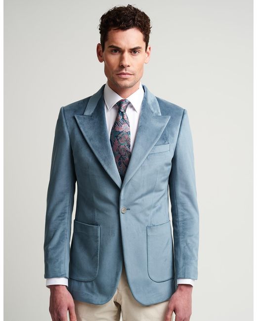 Gresham Blake Blue Light Velvet Jacket for men