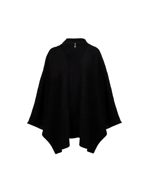 House of Laines London Black Laines Couture Wool Blend Zip Cape