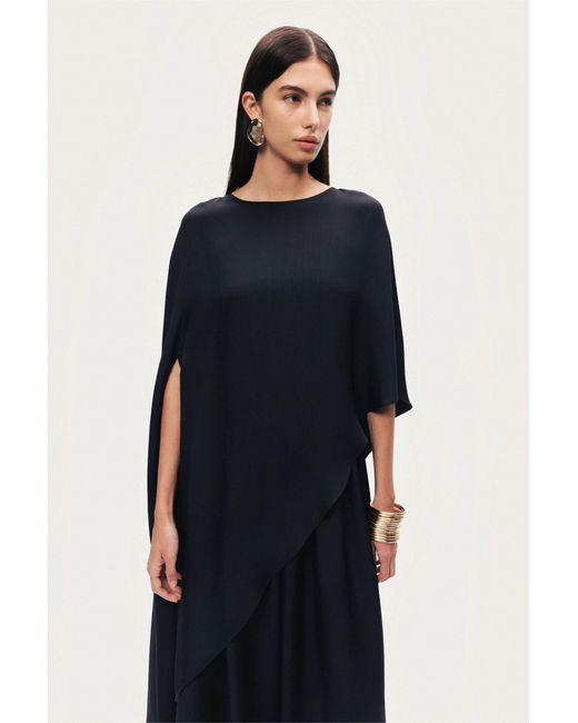 Nocturne Black Draped Cape Blouse