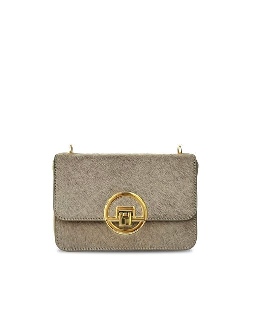 Apatchy London Gray Neutrals The Tilly Sand Hair-On Leather Bag