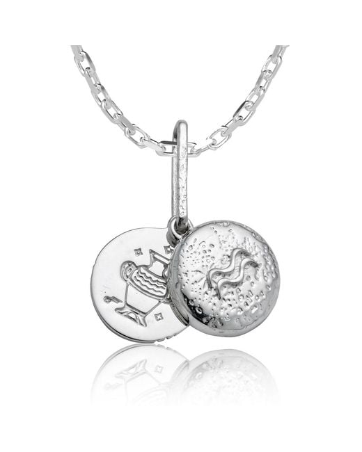 Cartography Metallic Aquarius Zodiac Locket Necklace