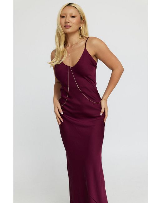 Why Mary Purple Isis Bias Maxi Slip Dress