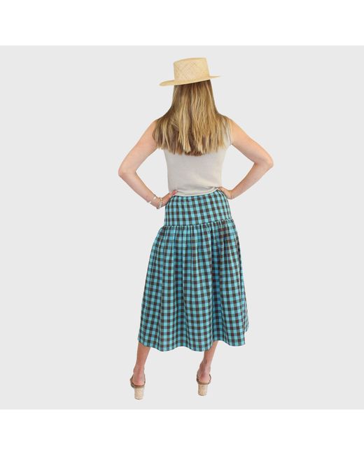 Zenzee Blue Gingham Linen Cargo Skirt