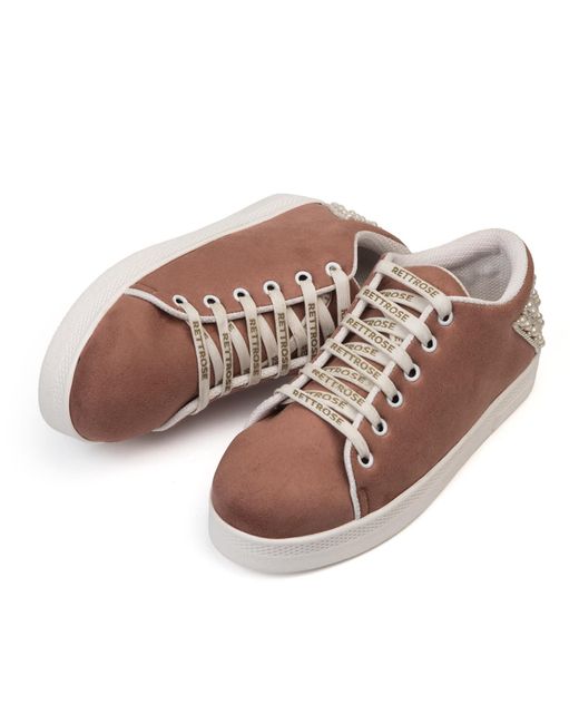 Rettrose Pink Elena Luxury Desert Storm Suede Handmade Embellished Tennis Shoe
