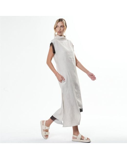 Metamorph White Neutrals Long Linen Dress