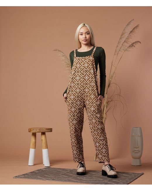 Known Supply Brown Organic Cotton Adjustable Overalls