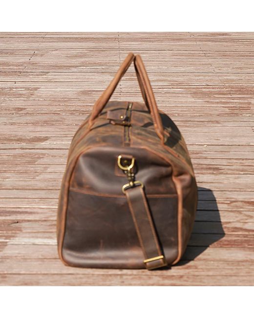 Touri Black Genuine Leather Holdall for men