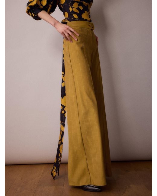 Amanda Thompson Couture Natural Anderson Trouser Mustard Pinstripe