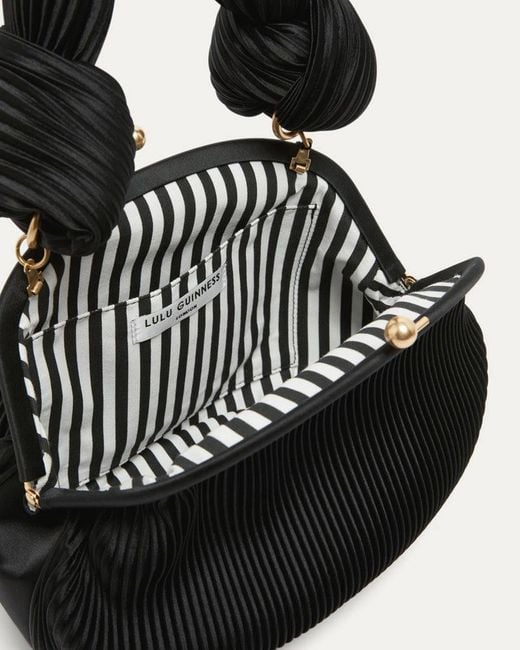 Lulu Guinness Black Satin Plisse Lois Bag