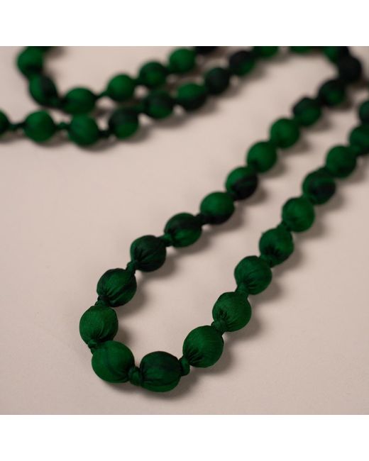 Silk and Bears Green Emerald Silk Bead Necklace – Hand-Wrapped & Knotted
