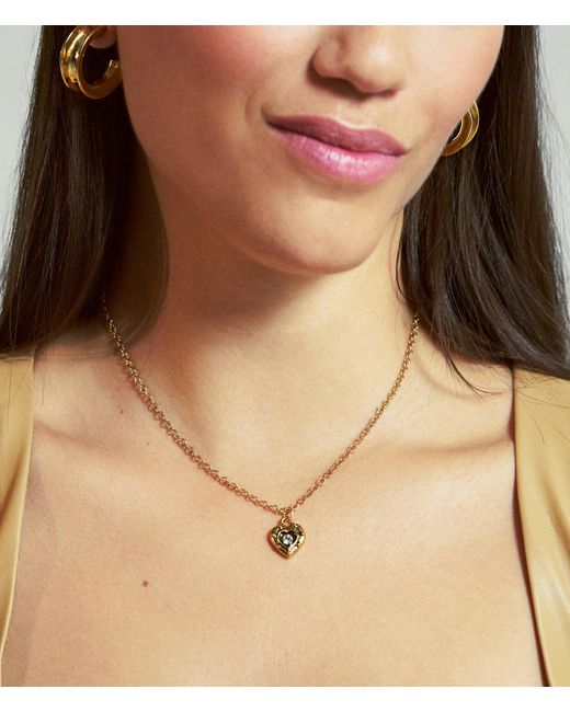 Lovard Metallic Mini Rhinestone Heart Necklace