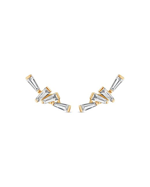 SALLY SKOUFIS Metallic Visionary Ear Climber With Made Cz Diamond Stimulant