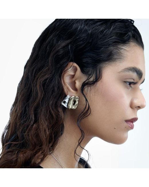 De Roms Metallic Abstract Molten Soulmate Earrings