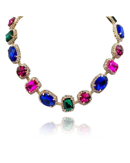 Michael Nash Jewelry Blue Neutrals Multi Color Gemstone Necklace