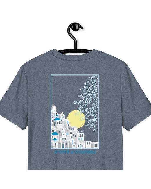 Anchor and Crew Blue Heather Santorini Landmark Organic Cotton T-Shirt for men