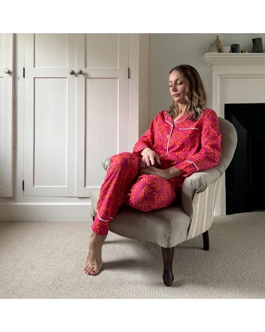 Lime Tree Design Red Summer Meadow & Cotton Pyjamas