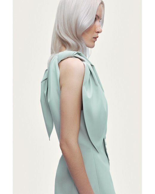 Nocturne Blue Shoulder Tie Blouse
