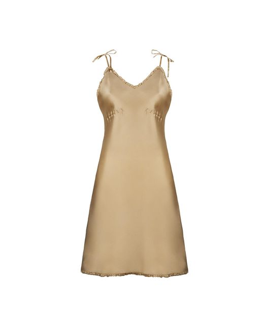Sasha La Mer Natural Giselle Silk Slip Dress, Color Golden Sand