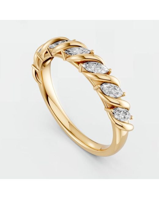 Aya Fine Jewelry Metallic Marquise Lab-Grown Diamond Twisted Rope Band Ring