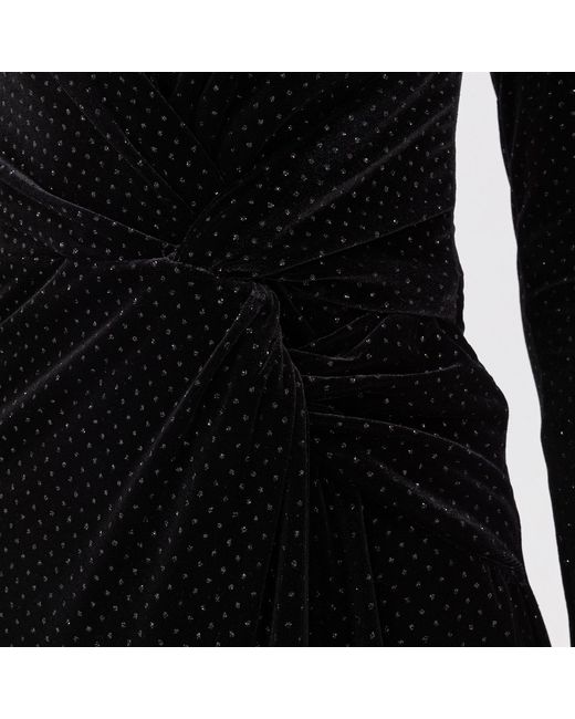 Nissa Black Glitter-Detail Velvet Maxi Dress