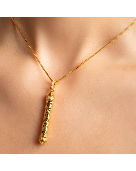 Seven Saints Metallic Om Mani Padme Hum Topaz Prayer Necklace, Over Sterling for men