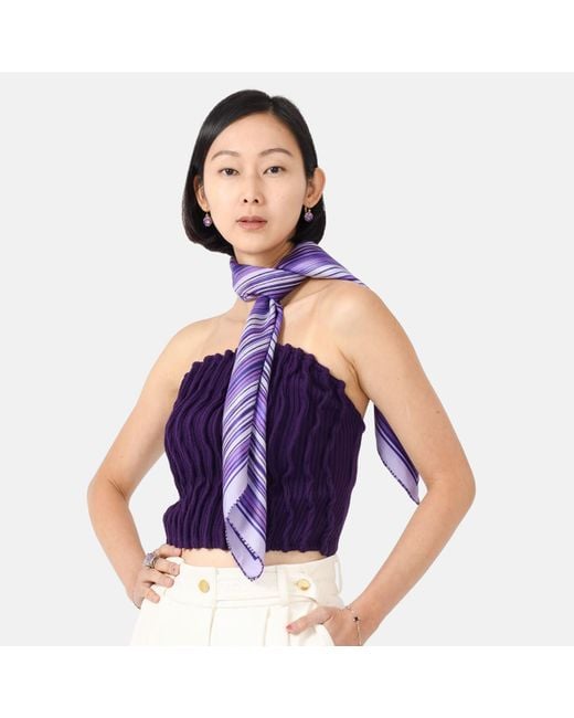 Kargede Purple Silk Scarf – Designer, Striped, Square