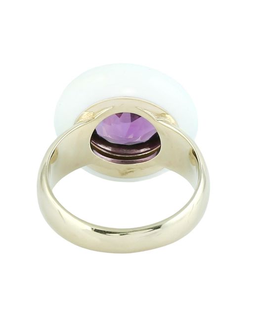 Artisan Purple 14K Enamel & Amethyst Halo Cocktail Ring