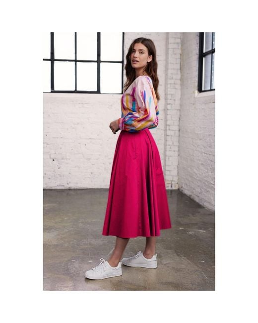 Marianna Déri Pink Pleated Cotton Sateen Skirt