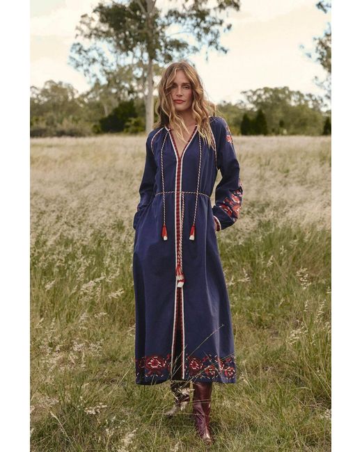 Adrift Clothing Blue Robin Belted Dress
