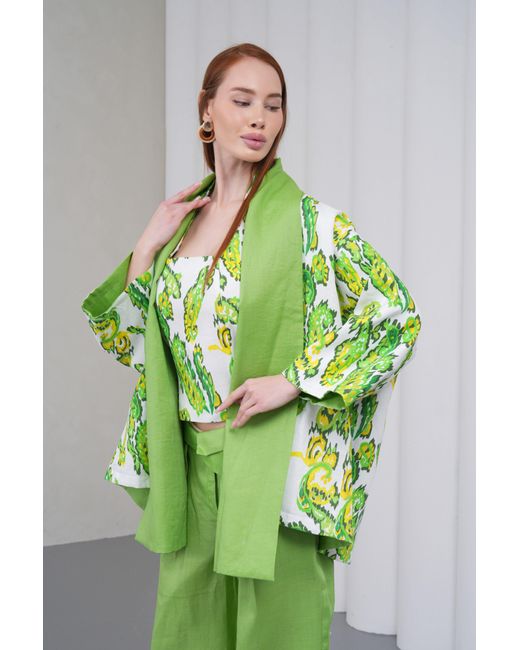 Lumina Eligma Green The Duality Linen Reversible Jacket