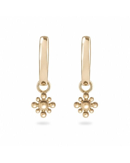 Zohreh Metallic Beaded Flower Hoop Earrings 9K