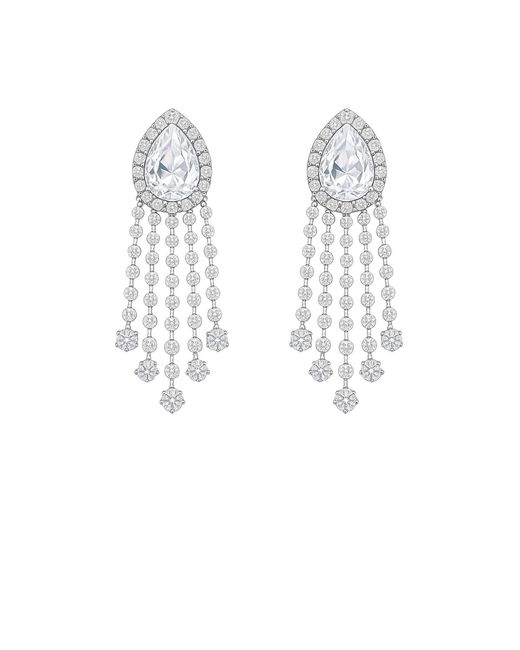 Maison De Gala White Pear Halo Fringe Earrings