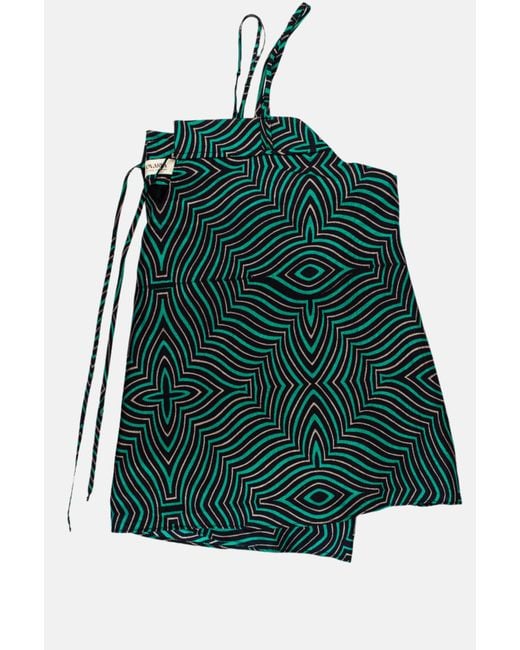 Stovaria Green Pure Silk Strappy Camisole Top With Tie Front