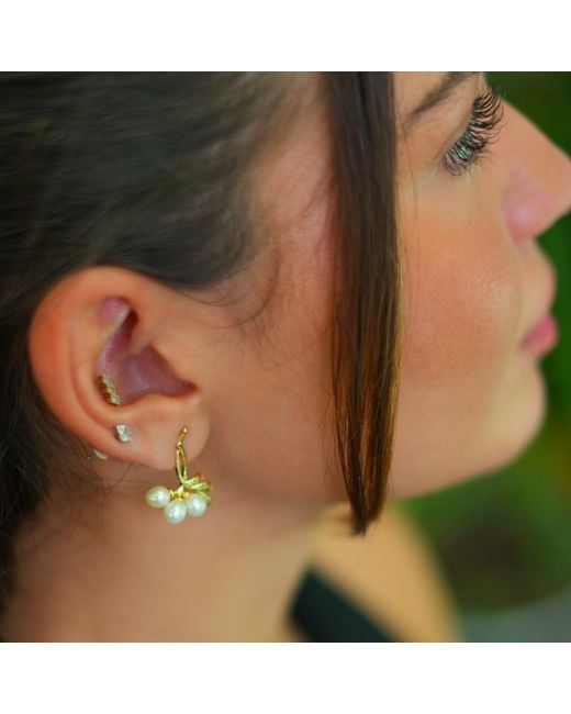 Ebru Jewelry Metallic Romantic Bridal Pearl Earrings
