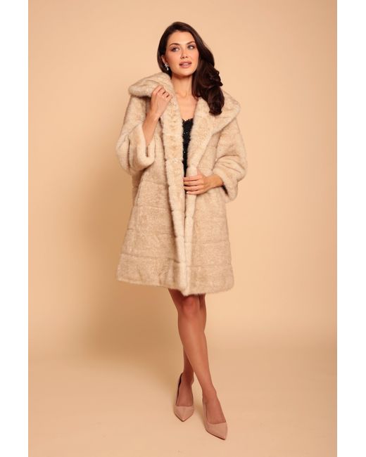Santinni Natural Neutrals 'Hollywood' Faux Fur Coat