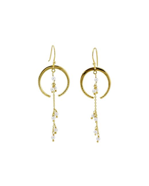 Isla Silver Metallic Handmade Moonlight Pearl Drop Earrings