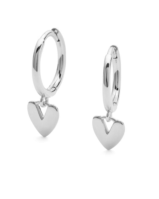 Elk & Bloom Metallic Sterling Love Heart Hoop Earrings